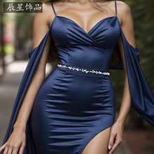 辰星CS03优雅风新娘伴娘礼服连衣裙腰饰珍珠水钻腰带派对宴会腰带