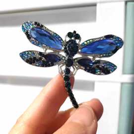 新品欧美复古胸花别针大蜻蜓胸针丝巾扣镶钻动物胸针现货厂家直供