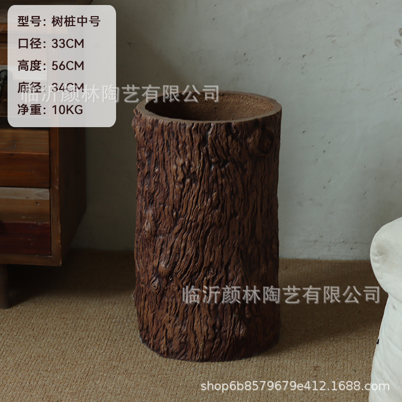 imitación de tocón de cemento maceta de flores de plantación verde silenciosa plantación de flores de suelo hotel residencial gran jarrón retro paisaje decoración ornamental