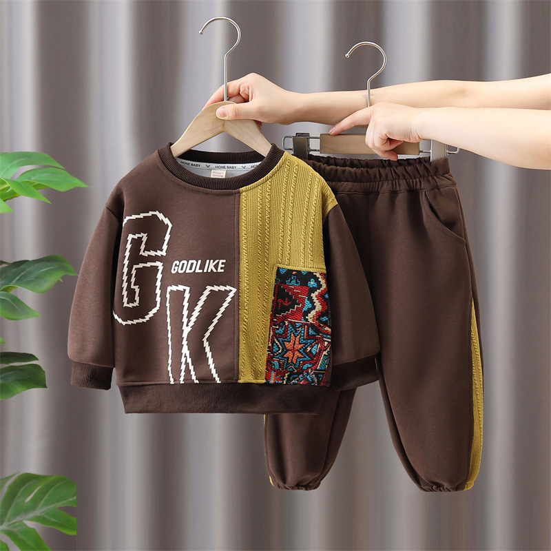 6321 Traje de otoño para niños 2025 nueva ropa de moda para niños suéter de otoño de dos piezas de primavera y otoño para bebés