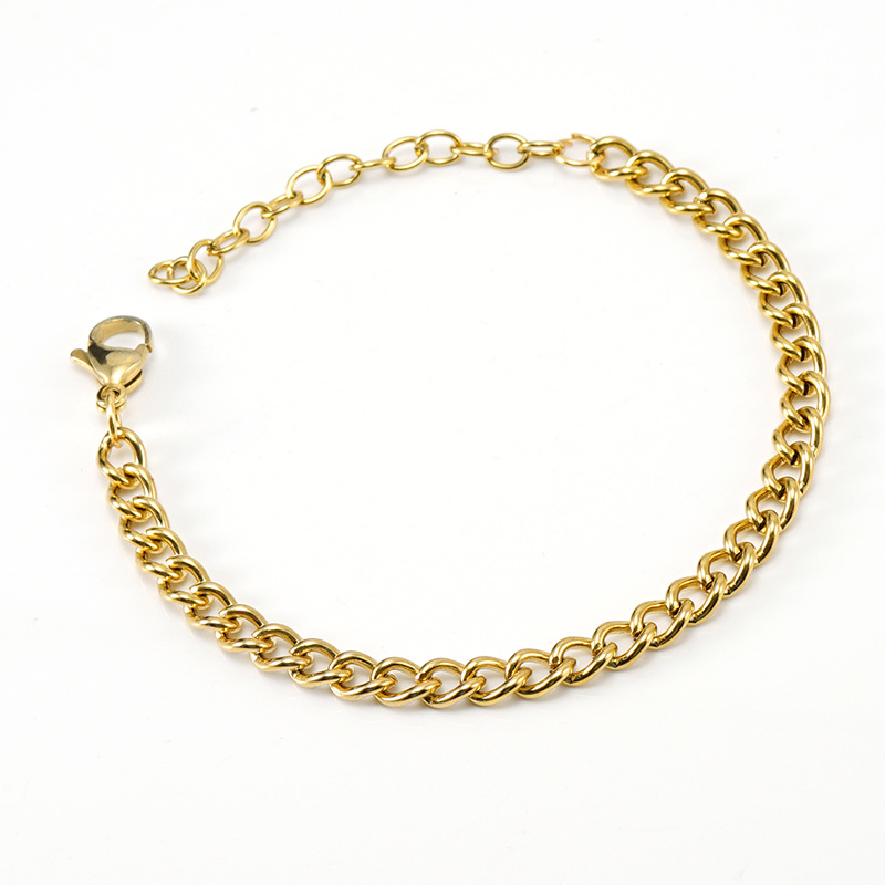 Hip-Hop Geometric Stainless Steel Gold Plated Bracelets Necklace