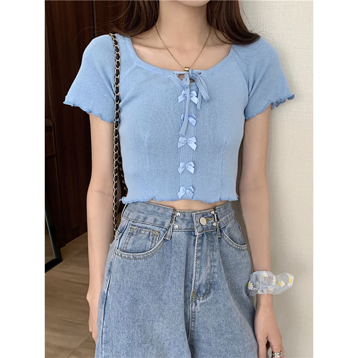 Purple cute belt with bow