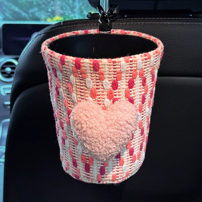 Car tissue box/set Tissue Holder, Practical Storage - pink-love-trash-can