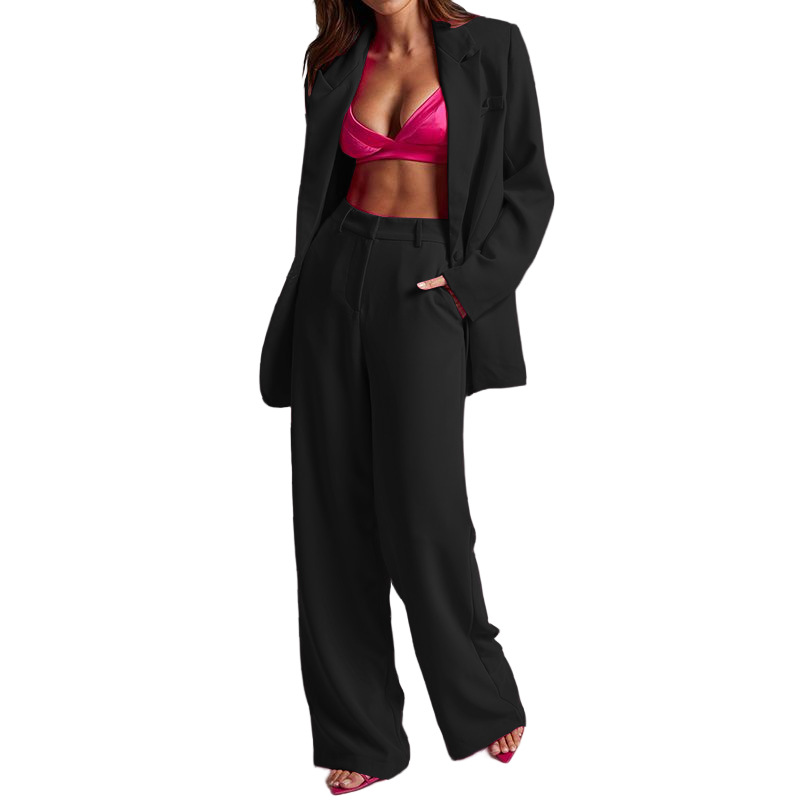 Women's Clothing 2024 Spring New Women's Fashion Temperament Lapel Long Sleeve High Waist Trousers Two piece Set_voghion.com