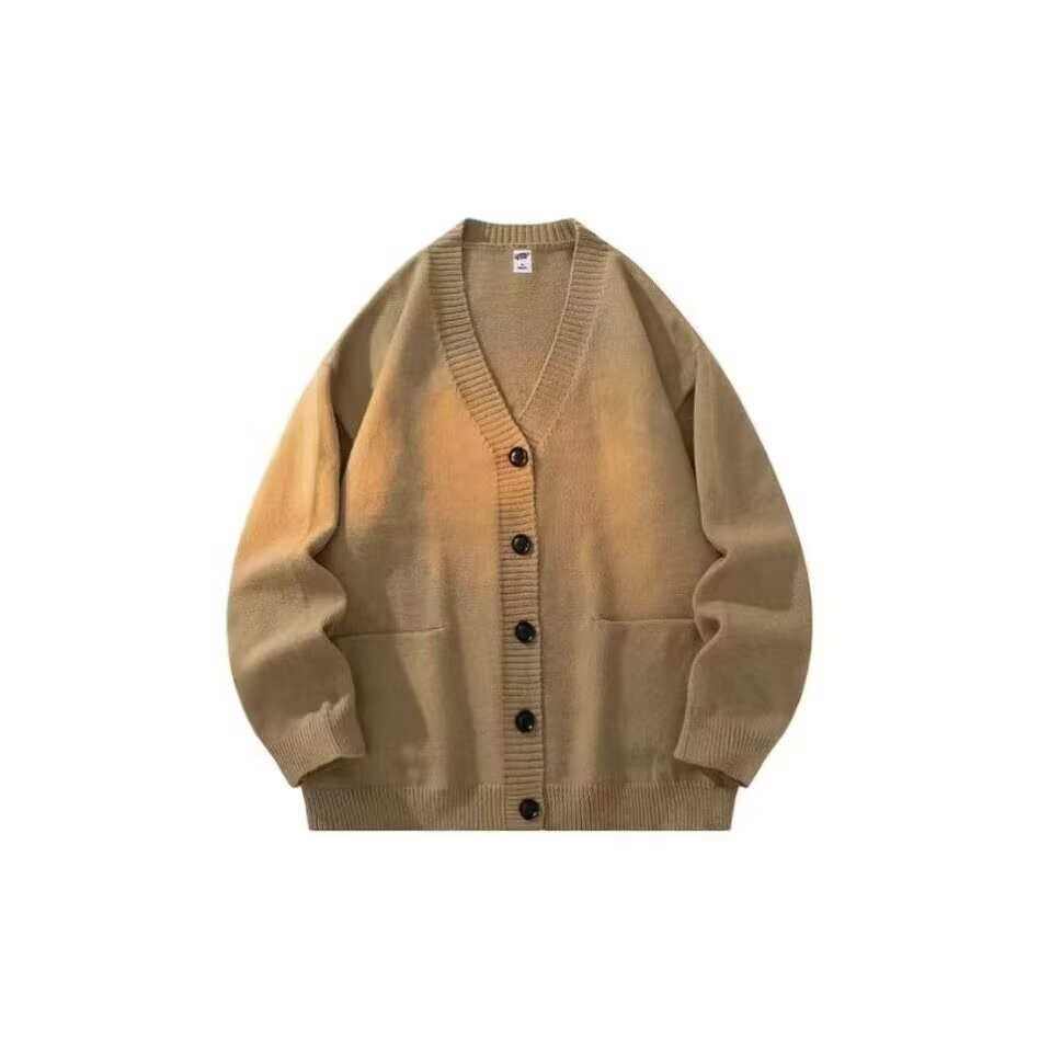 Spring and Autumn New Men's Knitted Cardigan V-Neck Thick Sweater Jacket Top Knitted Sweater Outerwear