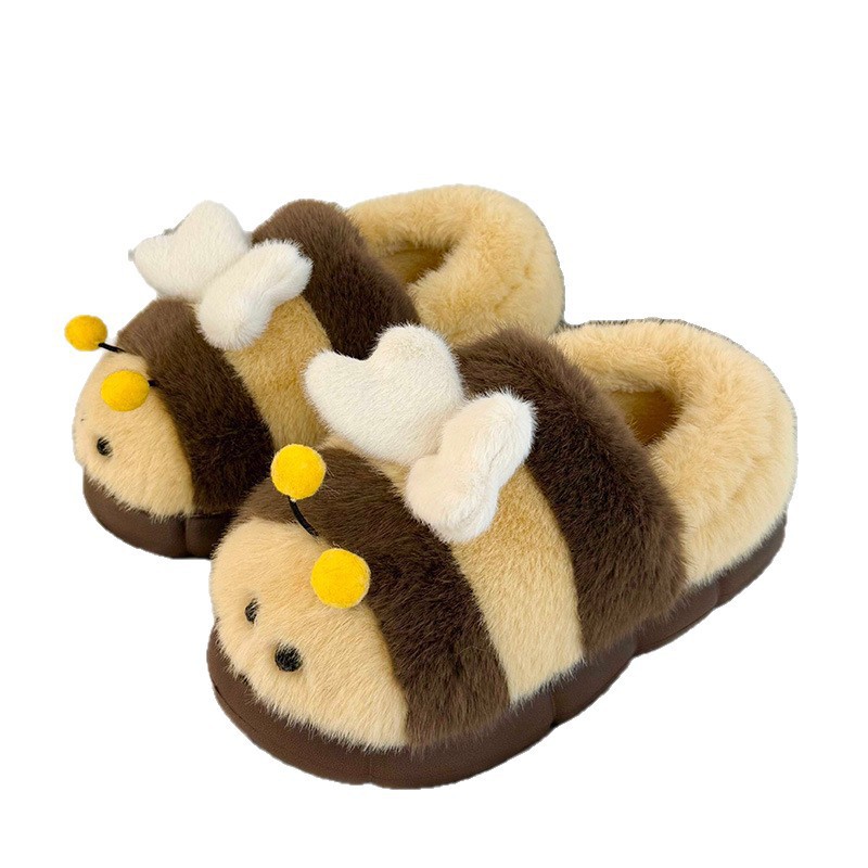 Zapatos de algodón de peluche para mujeres nuevas zapatillas de peluche lindas de dibujos animados para mujeres en el hogar de invierno más peluche pareja caliente