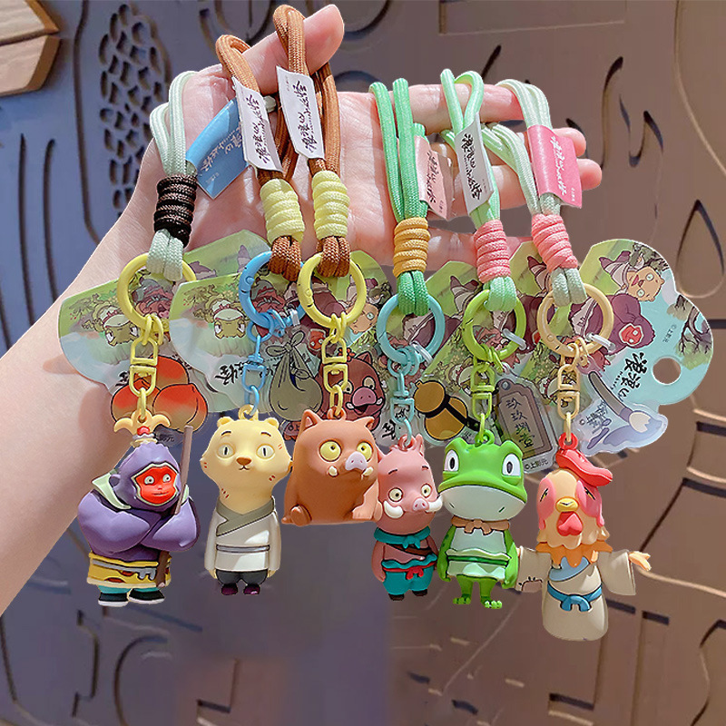 Authentic Langlangshan Little Monster Series Keychain Pendant Creative Car Bag Keychain Cute Gift Pendant