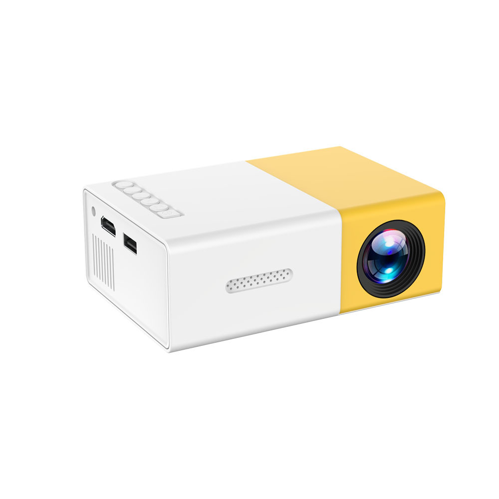 Customized Cross-Border Popular Yellow and White Projector Yg300 Home Ultra-High Definition Mini Portable Kidsren's Early Education Projector