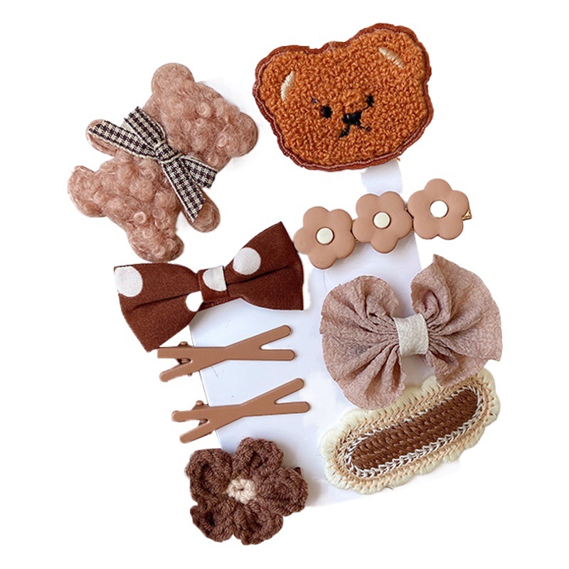 El otoño y el invierno de felpa horquilla oso accesorios para el cabello de lana para niños flores no lastiman el pelo bolsa llena lindo arco horquilla tocado