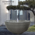 日式景观流水石钵户外喷泉别墅水系庭院涌泉石雕造景花园石盆鱼缸