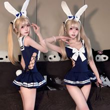 情趣内衣纯欲禁欲系紧身制服免脱开裆泳衣女绑带连体衣裙qqny套装