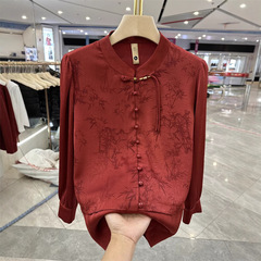 中年のお母さんの50代の洋風の春の服の新しい中国式の上着の小さいシャツの中で老年の春と秋のシャツの母の日