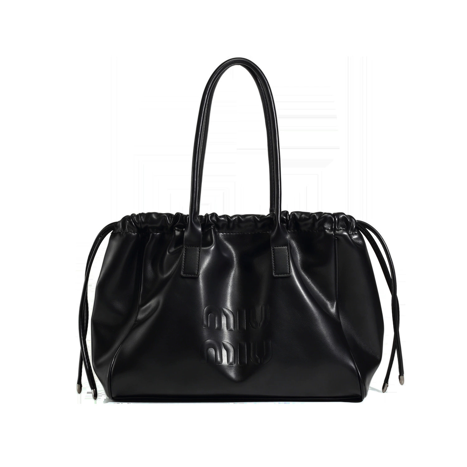 One-shoulder bag, high-end, black, premium finish drawstring top