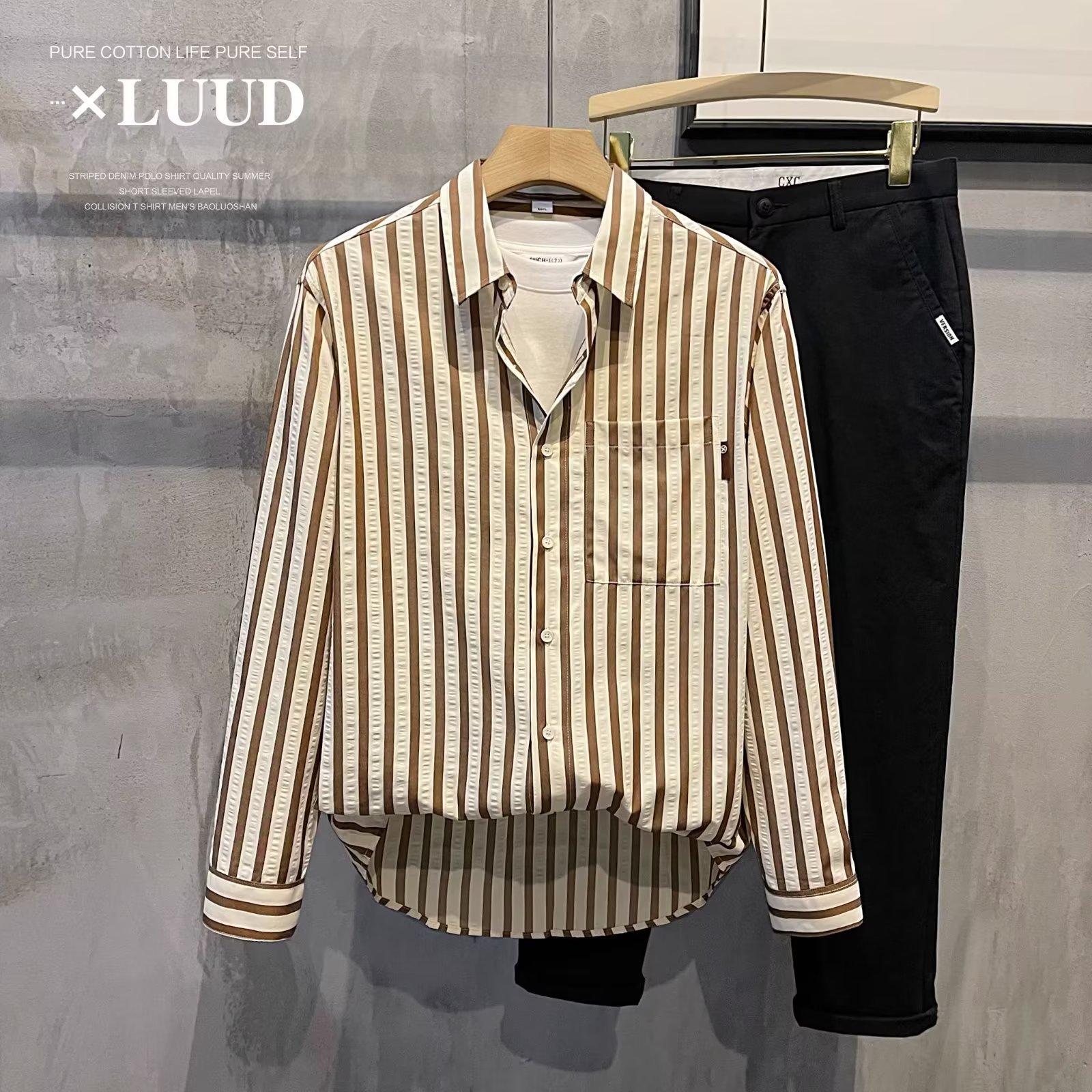 Estilo japonés de Hong Kong 2024 letras camisa de manga larga ins camisa suelta para niños tendencia de verano chaqueta casual de todo fósforo