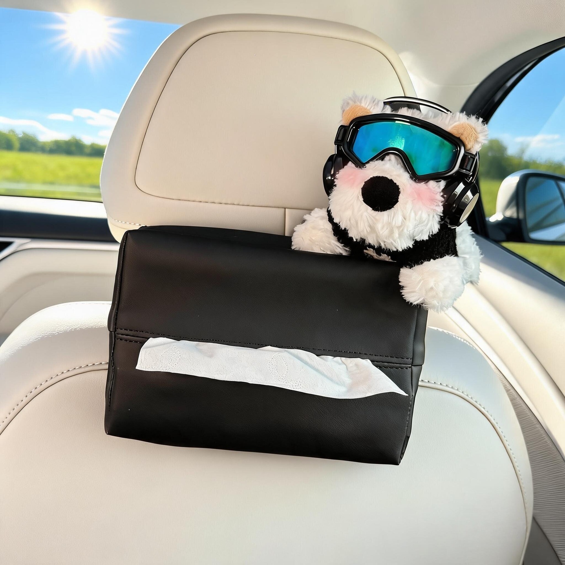 2026 New Model West Highland Car Tissue Box, Car Headrest Tissue Holder, Seat-Mounted Car Tissue Bag, Cute for Women