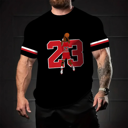 Bestselling 3D Digital Printing European and American Men's T-Shirts 105g Bird's Eye Fabric for Stock