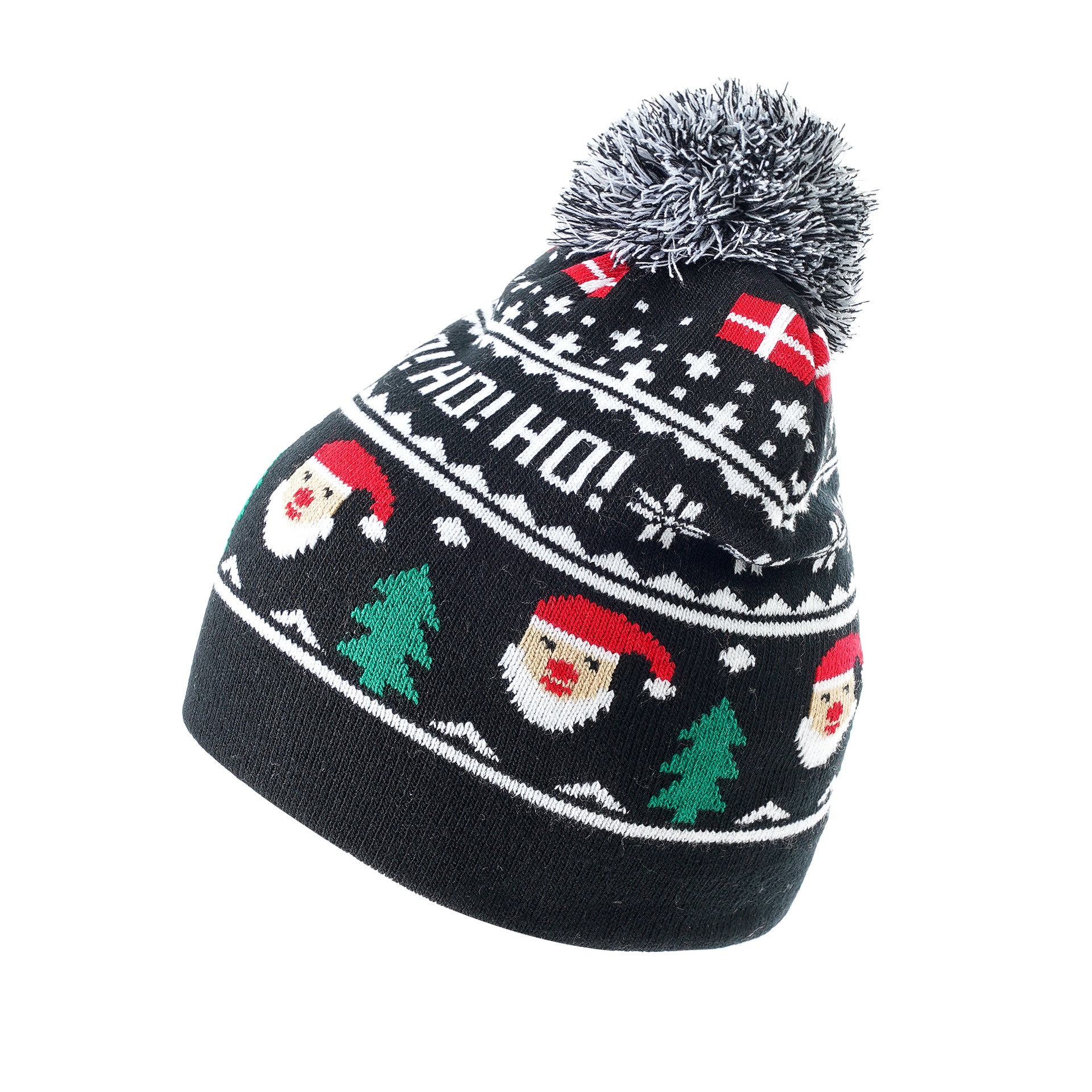 2021 nuevo sombrero de Jacquard de punto de Navidad para niños otoño e invierno cálido con bola de piel para niños y niñas sombrero decorativo