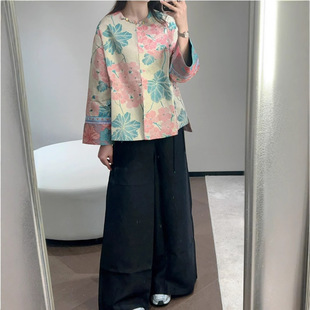 2025 New Chinese Style Mulberry Silk Jacquard Brocade Fragrant Cloud Yarn Top