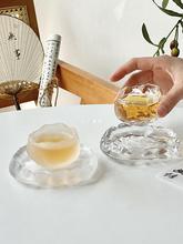 新中式茶馆品茗杯碟套装磨砂玻璃小茶杯主人杯子单只建盏工夫茶具
