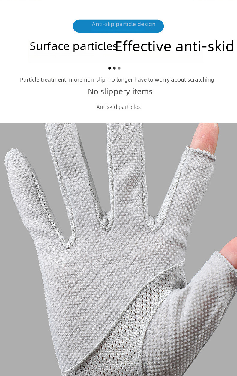 7094 Spring, Summer and Autumn Women's Thin Lace Exposure Finger Leakage Finger Riding Driving Riding Ride UV Protection Sunscreen Gloves_maomaolike.com