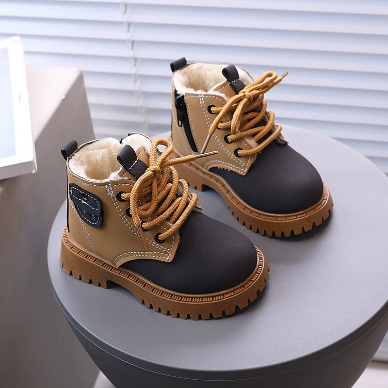 Martens, keep warm non-slip universal fashionable low boots for boys English style, British style, soft sole