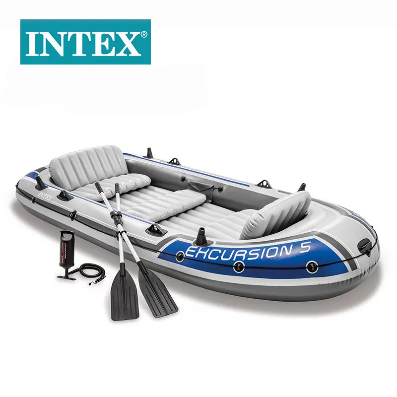 INTEX68325漂流者5人船组充气橡皮艇加厚漂流船冲锋艇