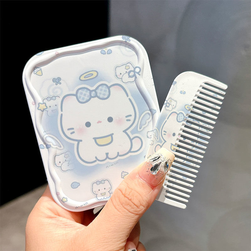 Angel Cat style three-in-one mirror comb (mirror + same style comb)