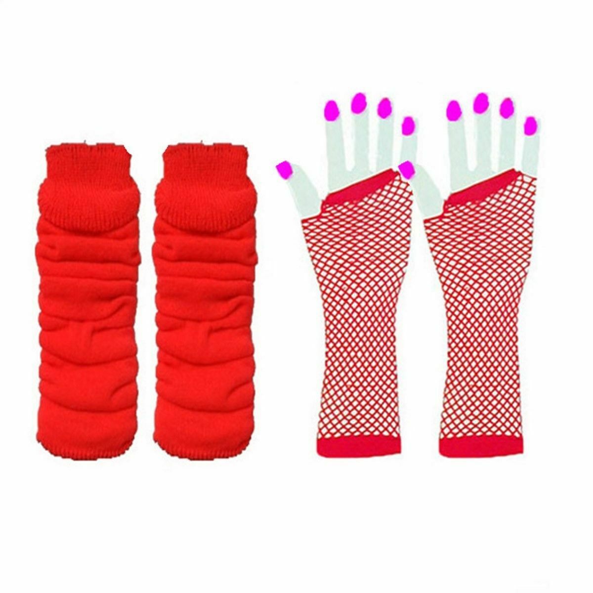 1980 solo partido vestido de cuatro colores neón collar pulsera Lightning pendientes red pesca guantes pierna calcetines seis traje