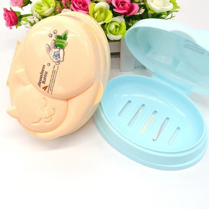 Plastic soap holder, cover with lid, drying rack for home use