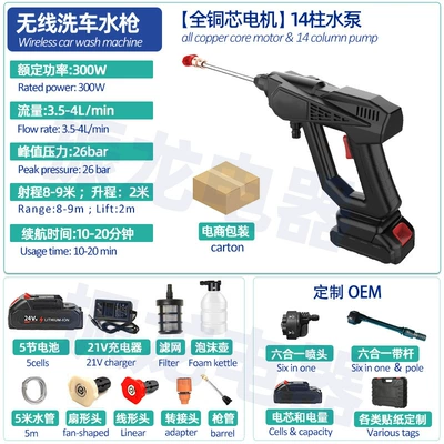 High pressure car wash water gun – Battery Direct Sale Car Washer - 8107-high-pressure-car-wash-water-gun-5-batteries-1200mah-carton-packaging