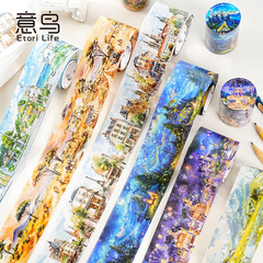 意鸟etori白墨胶带 自由的风系列 PET造景手账DIY素材装饰 6款选