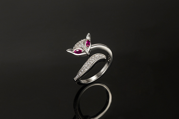 Korean rose red zircon fox ring light luxury index finger ring fashion jewelrypicture4