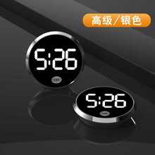 厂家直销时尚车载LED电子表头圆形合金触摸夜光创意数字钟表批发