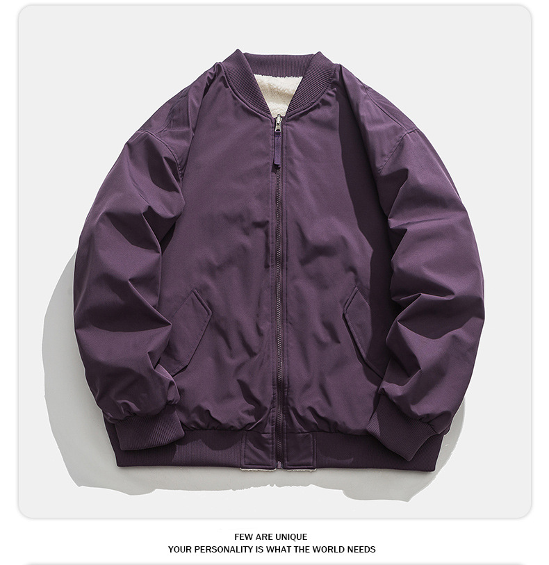 Men's Lambswool Baseball Jacket - Autumn And Winter Padded Coat_voghion.com