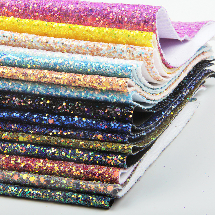 厂家直销软包背景布箱包装饰金葱粉闪光皮革 PU格利特闪光皮革