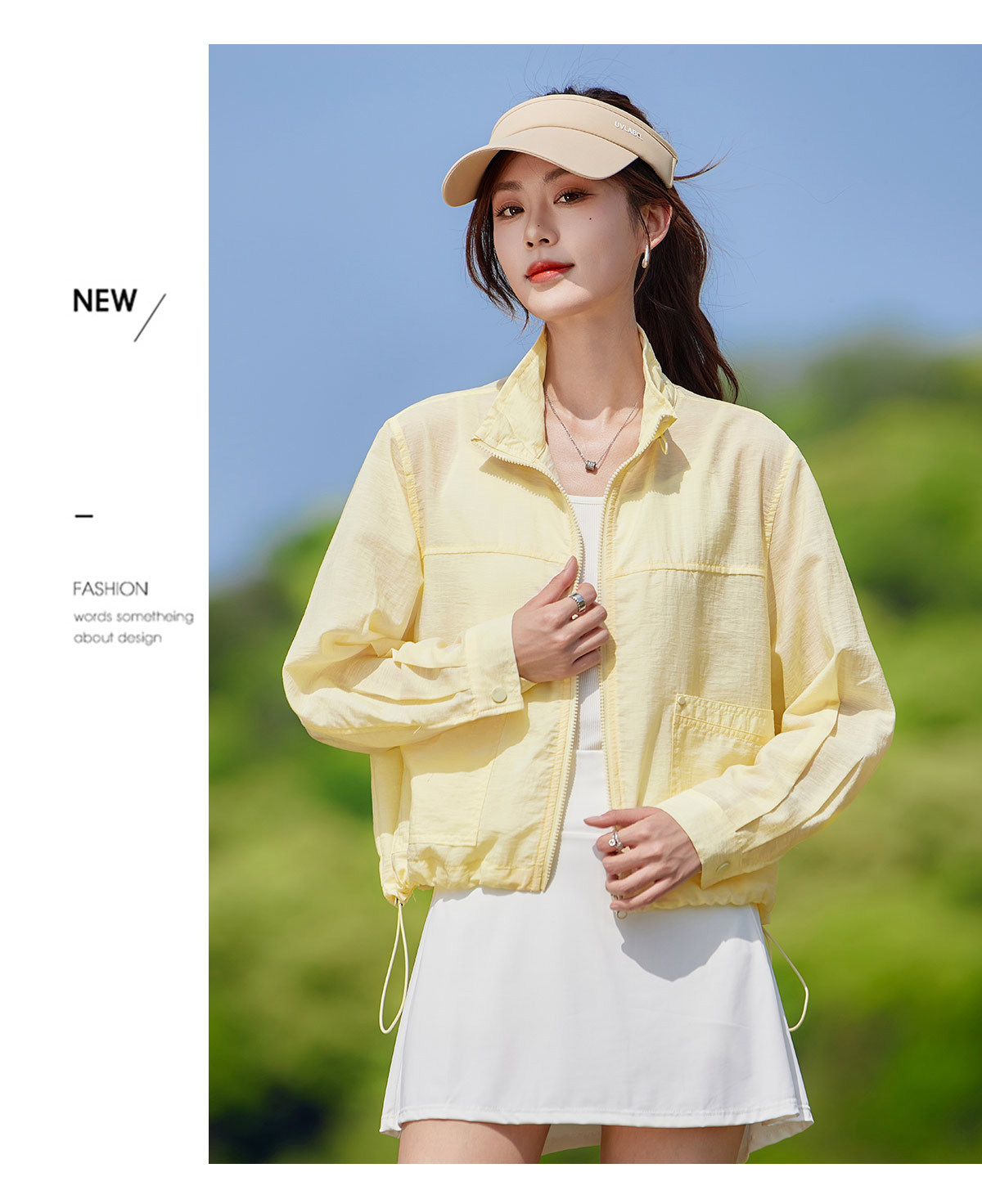 Áo chống nắng nữ cổ đứng dây rút tay dài 2026 mỏng nhẹ form rộng — màu vàng, màu đỏ chi tiết 13