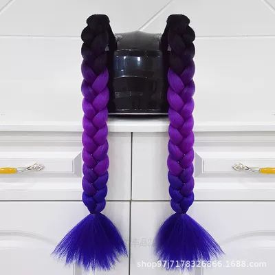 Full Helmet, Delivery – Motosiklet dəbilqələri - a-pair-of-black-purple-and-royal-blue-braids