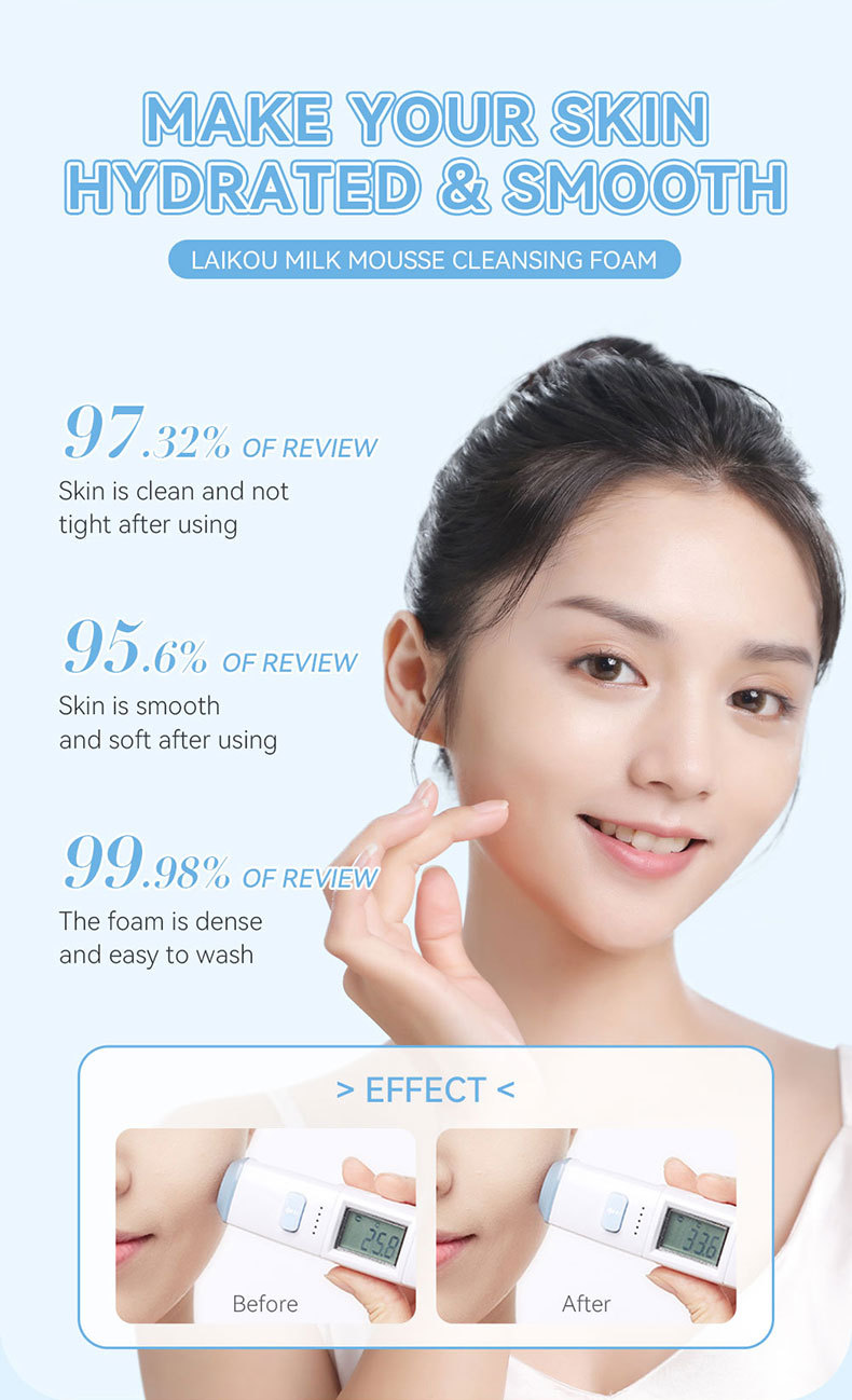 LAIKOU Milk Cleansing Mousse 120ml Facial Pore-cleaning Skin Care Products wholesale temu Shrimp Peel undefined