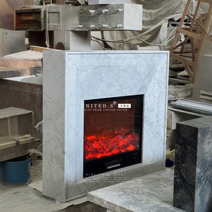 Natural Marble Carrara White Living Room Household Heater Nordic Flame American Style Fireplace Decoration