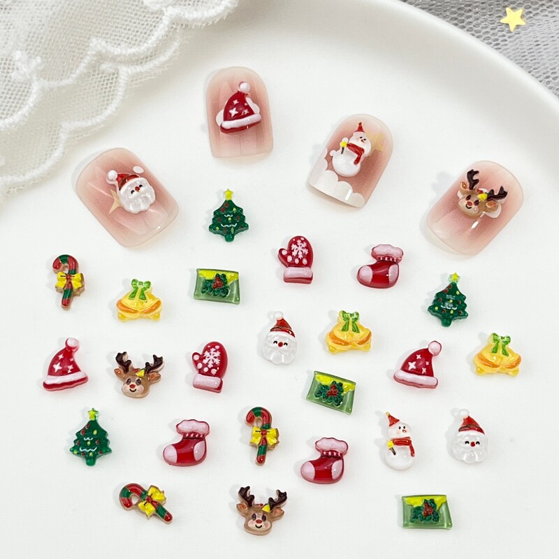 2025 Mini Christmas Cartoon Nail Art Ornaments Cute Three-Dimensional Christmas Hat Snowman Resin DIY Nail Accessories 2025 Mini Christmas Cartoon Nail Art Ornaments Cute Three-Dimensional Christmas Hat Snowman Resin DIY Nail Accessories