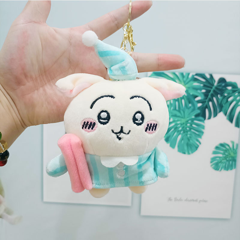 卡通自嘲熊chiikawa睡衣系列钥匙扣挂件吉伊卡哇乌萨奇玩偶挂饰批|undefined