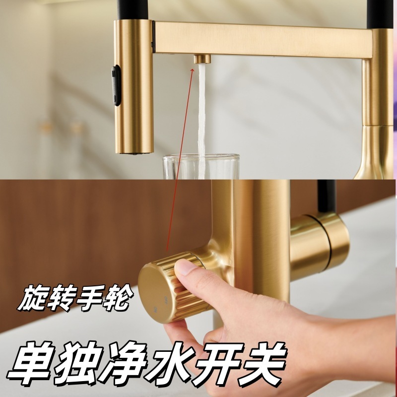 高品质59A精铜三合一水龙头厨房洗菜盆三用多功能净水器抽拉龙头|undefined