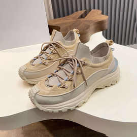 欧洲站2026春季新款时尚潮牌男鞋厚底增高老爹鞋男防滑登山休闲鞋
