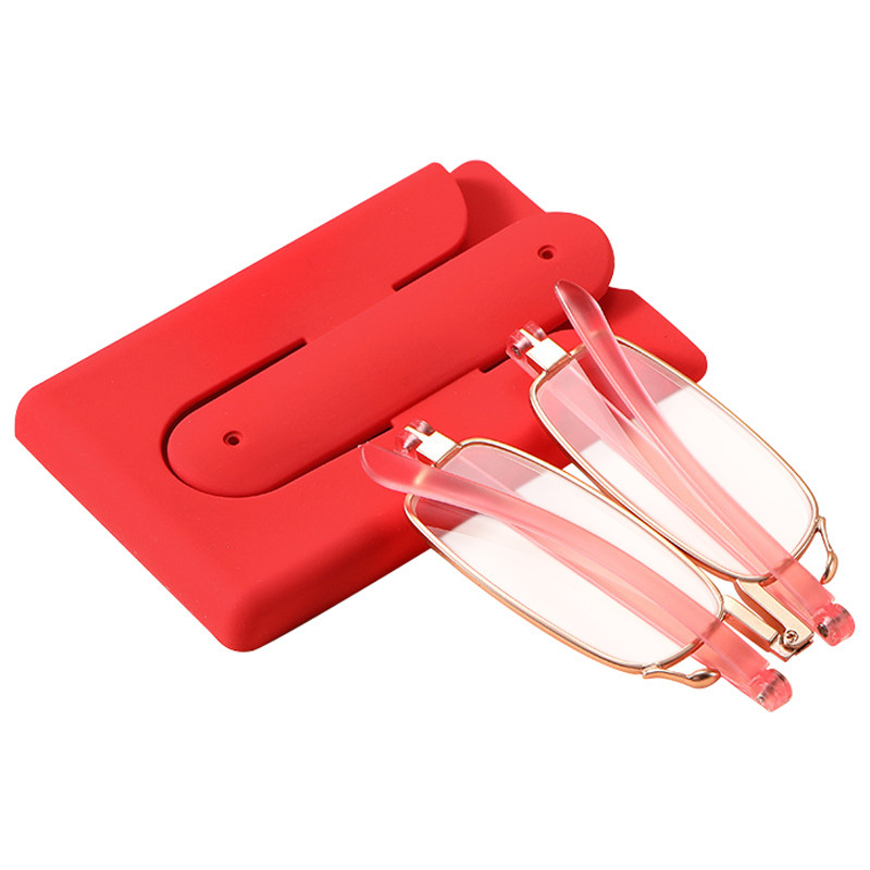 Folding reading glasses ultra-thin anti-blue light for middle-aged and elderly men and women portable stickers mobile phone holder advanced reading glasses