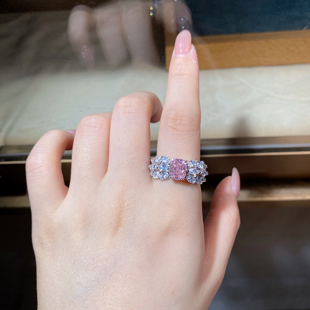 Fashion Rhombus Sterling Silver Plating Zircon Rings 1 Piece