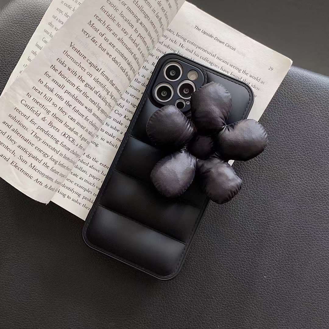 Chaqueta de plumón de color sólido simple flor tridimensional adecuada para iPhone 16ProMax funda para teléfono móvil 13 Apple 14 hombres y mujeres 15