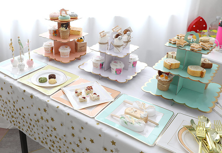 315g Weight Birthday Solid Color Paper Party Cake Stand 1 Piece