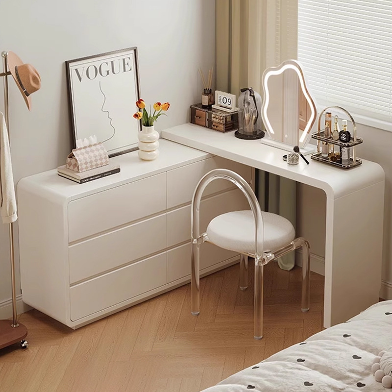 Esquina, tocador, cómoda, dormitorio moderno integrado, simple, nuevo gabinete de cola de cama 2025, mesa de maquillaje, gabinete integrado de almacenamiento