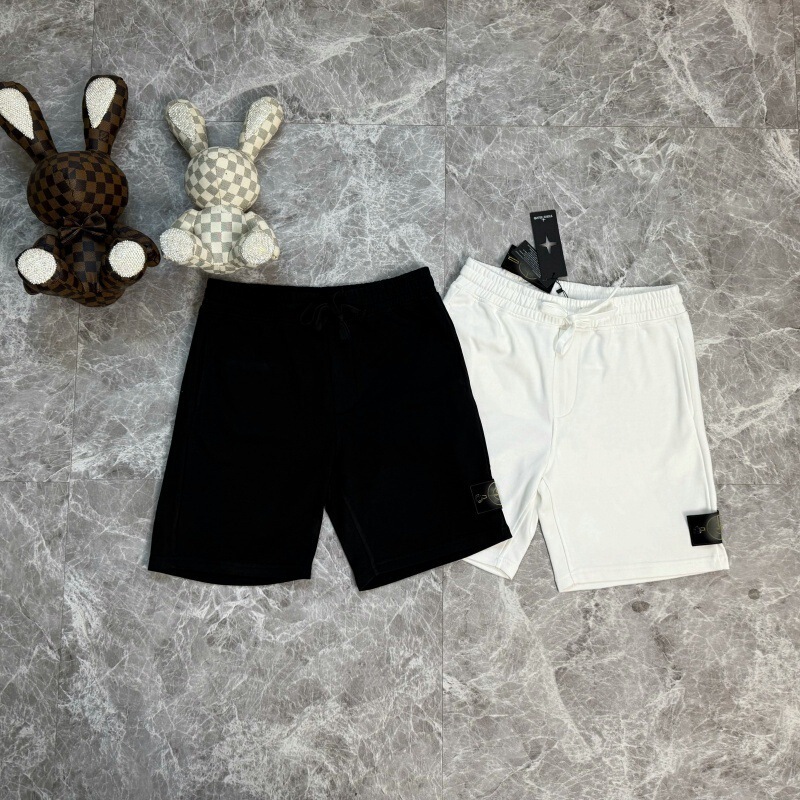 New Cross-Border Style Stone Heavy Cotton Knit Shorts with Drawstring Elastic Waist, Casual Versatile Couple Style, Five-Point Length