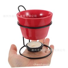 少量订产跨境陶瓷黄油加热炉巧克力加热碗陶瓷芝士奶酪料碗配铁架